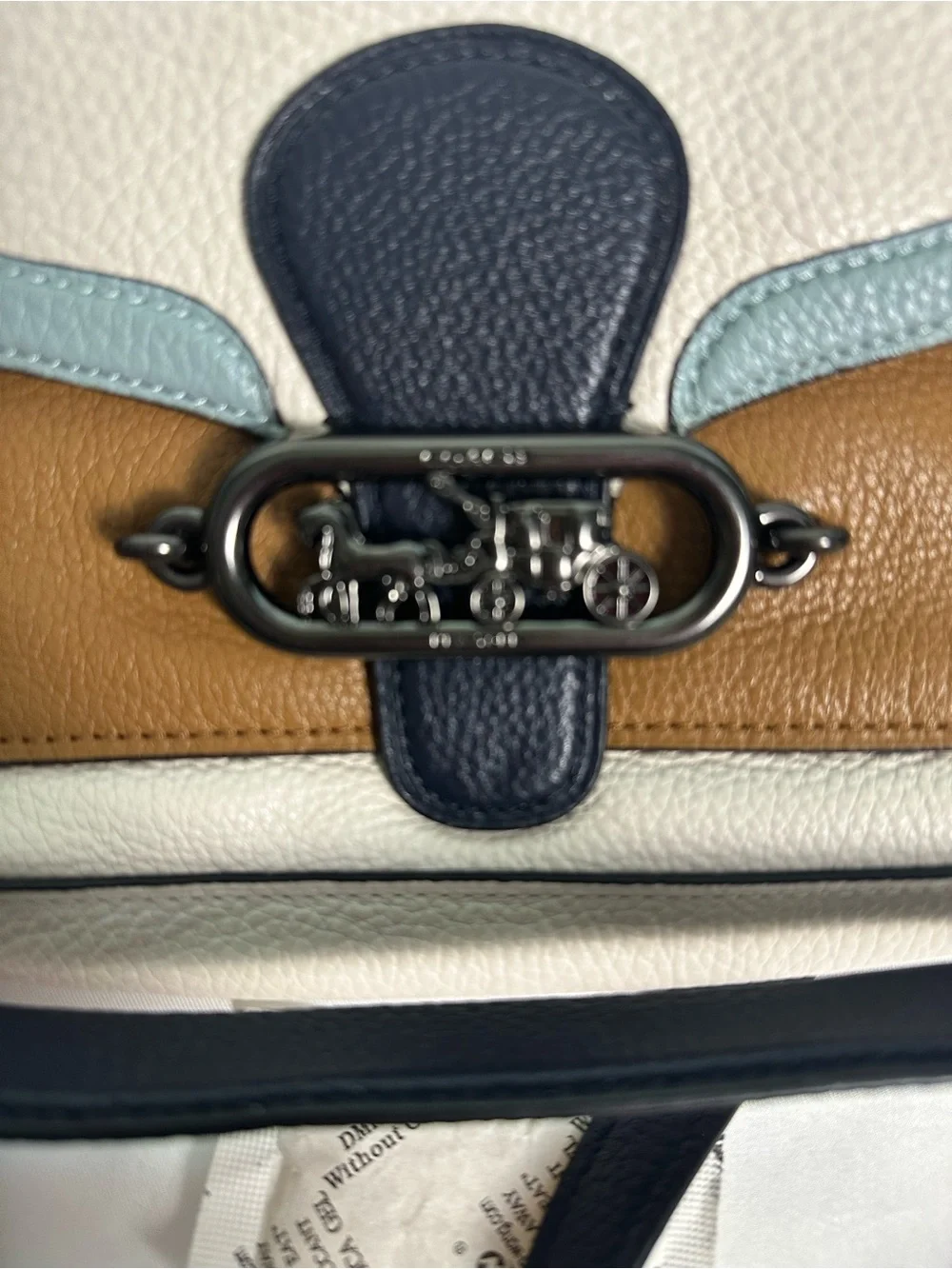 Coach Colorblock Darcy Crossbody Bag in White, Tan & Pink